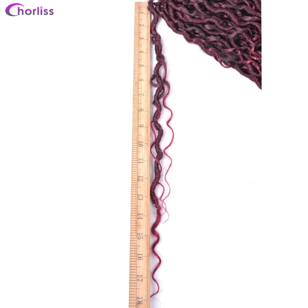 

Chorliss 18Inch Synthetic Crochet Faux Locs Braiding Hair Extensions Black Bug Ombre Twist River With Curly Hair For Afro Women