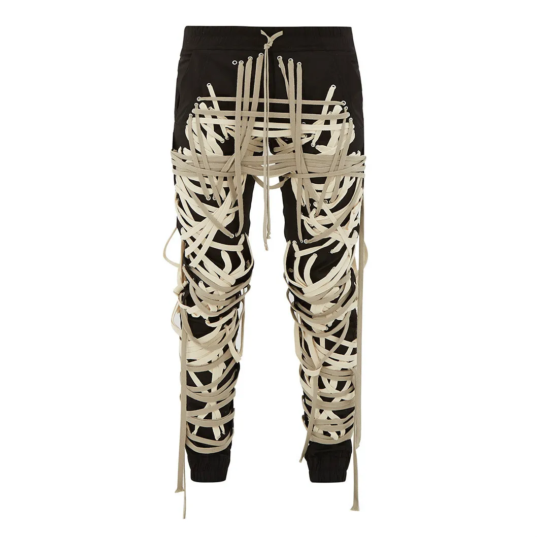 

Plus Size Women's Pants Handmade Bandage Trouser High Waist Casual Slim Pants Female Summer Autumn Streetwear Fashion Tide