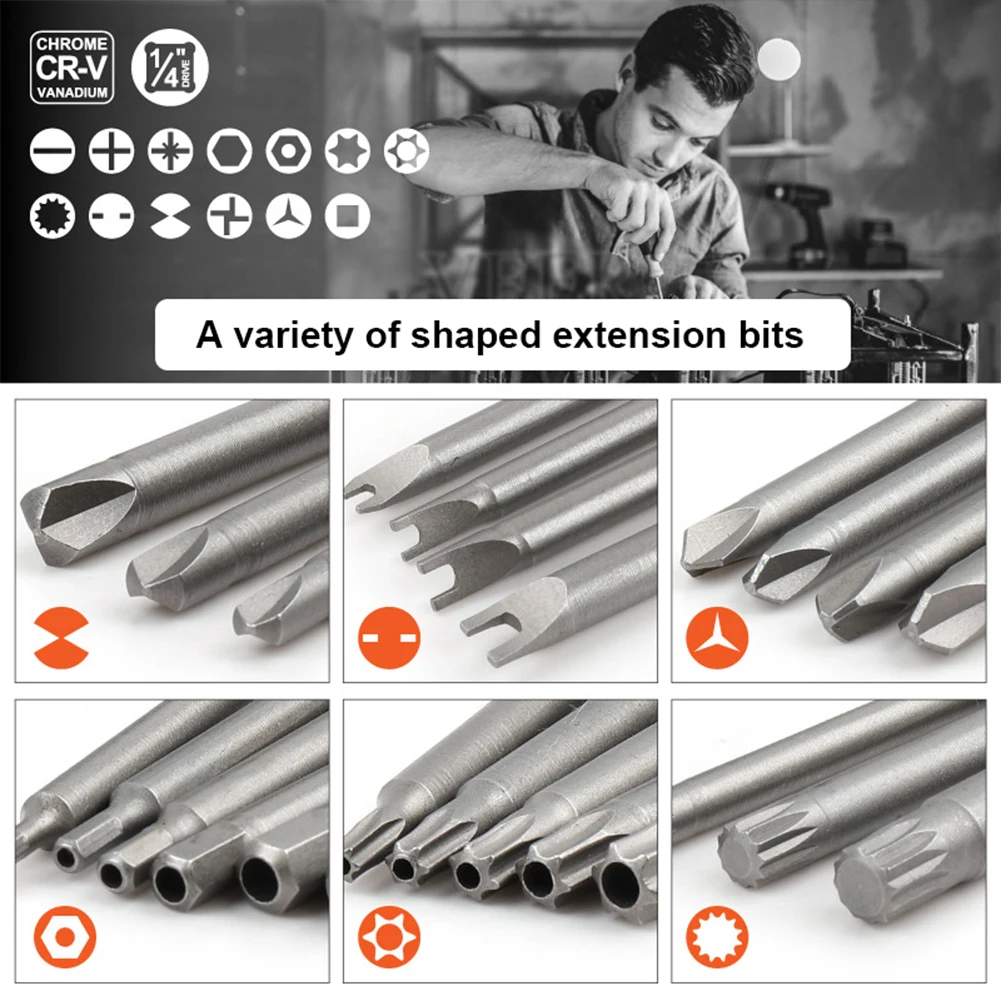 

50pcs Portable Screwdriver Bits 75mm Combination Set with Storage Box Hex Holder Handle Bit Power Repair Hand Tools