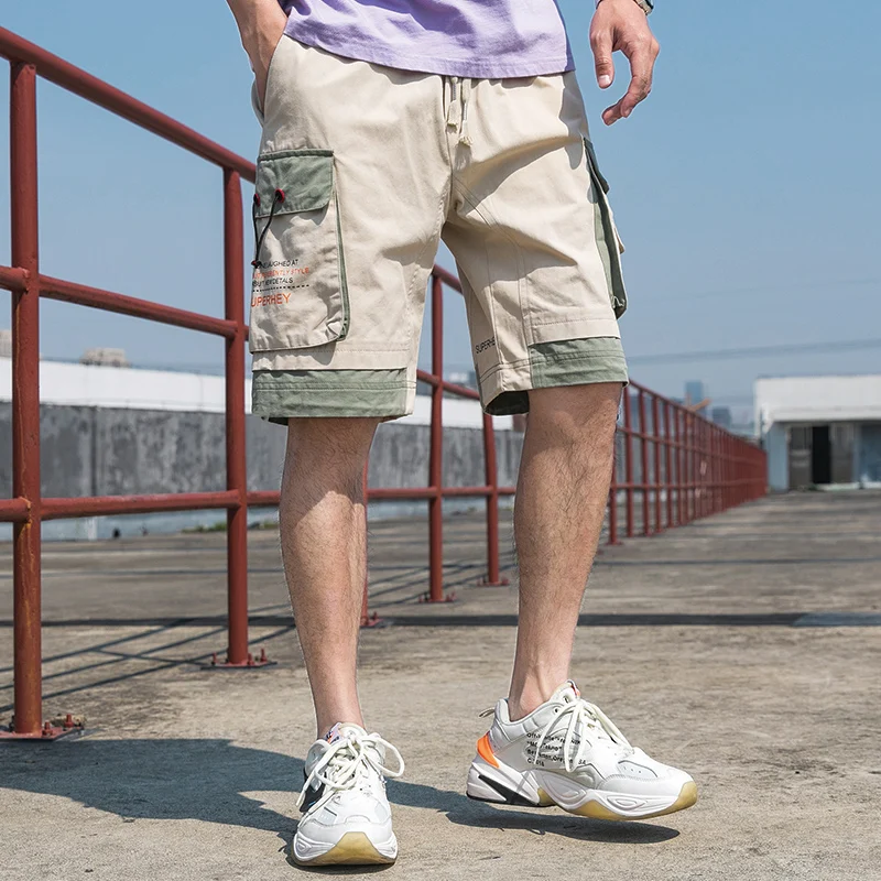 

Color matching series2021 Summer Hong Kong Style Beach Shorts Men Trend Thin Casual Shorts Male Streetwear Hip Hop Trousers