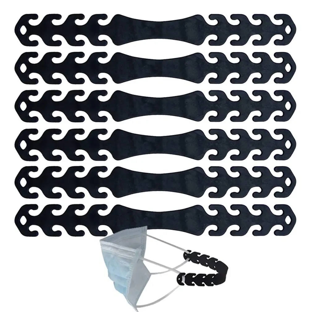 

6PCS Mask Extender Anti-tightening Ear Protector Holder Mask Ear Rope Extenders Adjustment Buckle Black