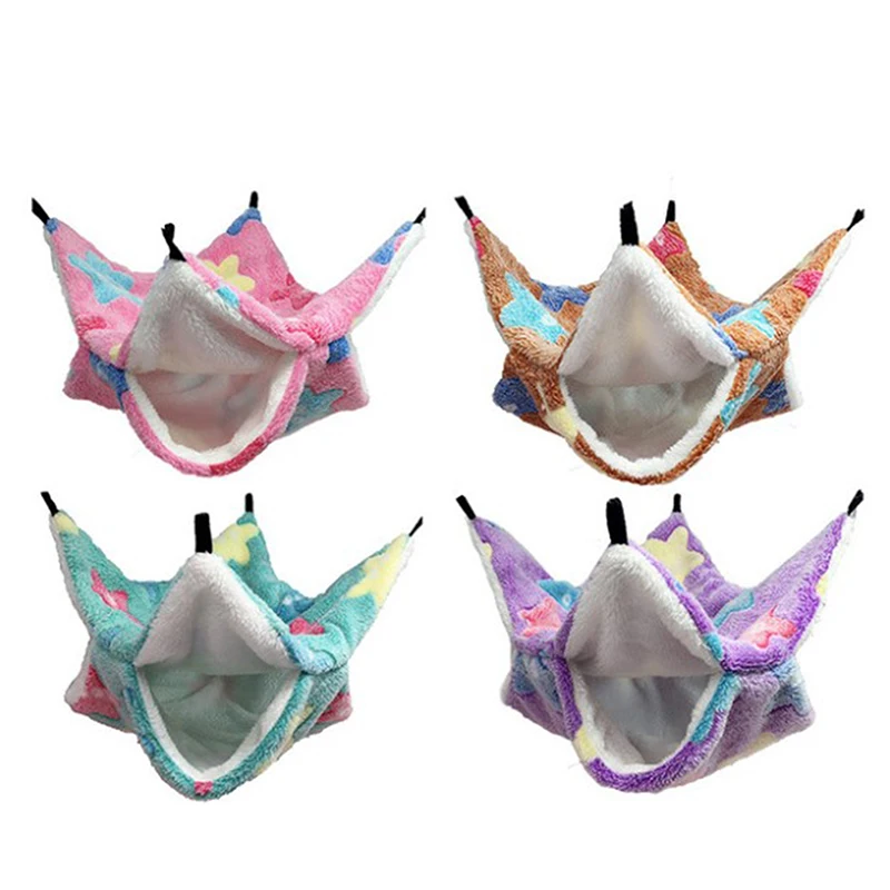 Многоцветный гамак для домашних животных двухслойный плюшевый мягкий зимний