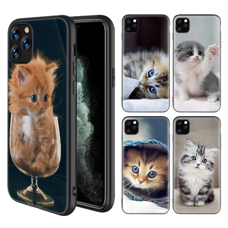 

Silicone Case Cover for iPhone 11 12 13 Pro X XS XR XS Max 7 8 6 6S 5 5S SE Plus 8+ 7+ 6+ 6S+ Phone Back Shell Funny Kitten Cat