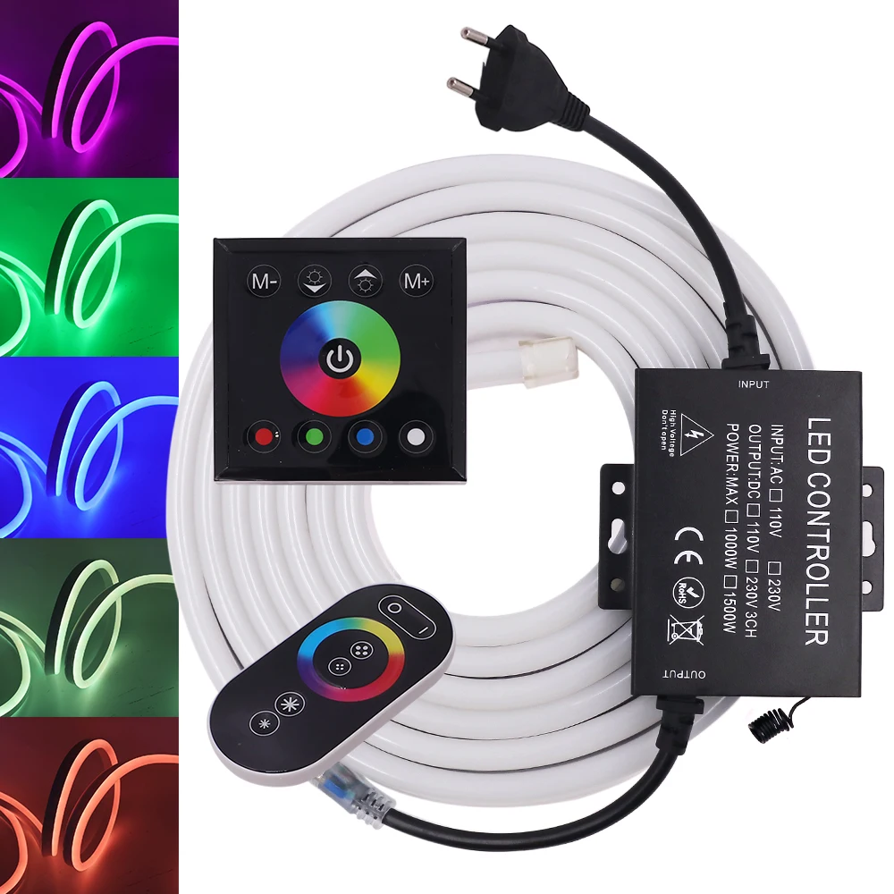 

RGB неоновая Светодиодная лента с евровилкой, 220 В, 5050, 60 светодиодов/м