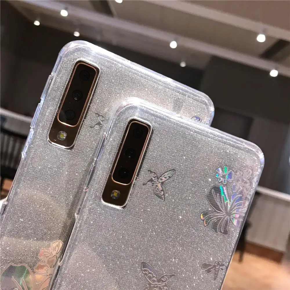 Блестящий чехол Buterfly с розовым цветком для sony Xperia XZ4 XZ3 XZ2 XZ1 XZ X Z5 XA3 Ultra XA2 XA1 XA мягкие