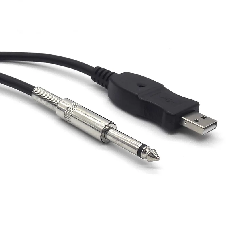

usb line in audio USB guitar line USB Guitar Cable USB Interface Male to 6.35mm 1/4 Mono Male Electric Gu gift ov28 p30
