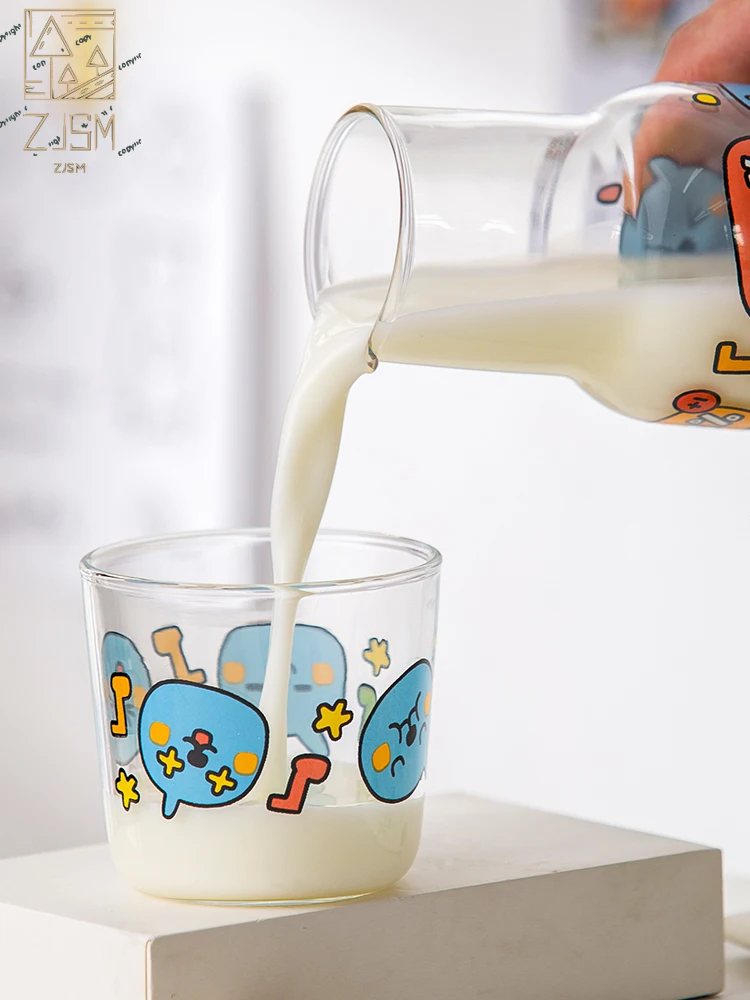

Japanese Style Single Milk Cup Cute Motif Printing Summer High Capacity Creative Afternoon Tea Beverage Pot