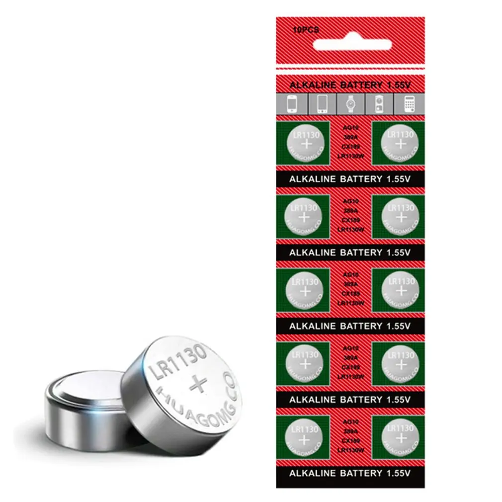 

Cell Battery 1.5V AG10 LR1130 Alkaline AG10 389 LR54 SR54 SR1130W 189 LR1130 Button Coin Cell Battery Batteries LR 1130