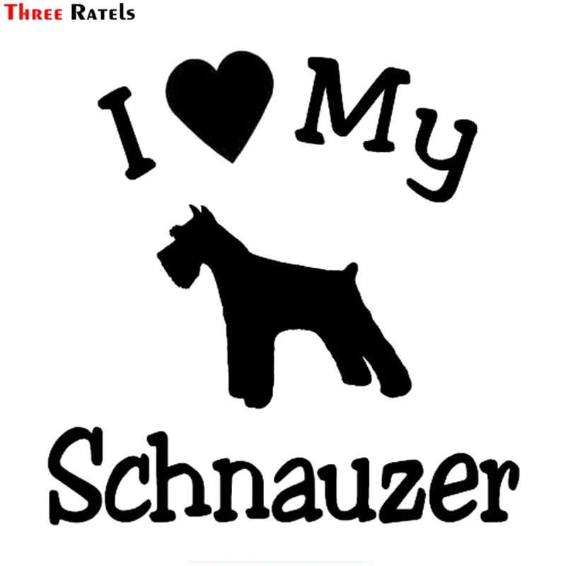 

Three Ratels FTZ-203# 15x15cm Dog Car Stickers Funny Wrap Vinyl I Love Schnauzer Both Body Film Auto styling Cars Accessories