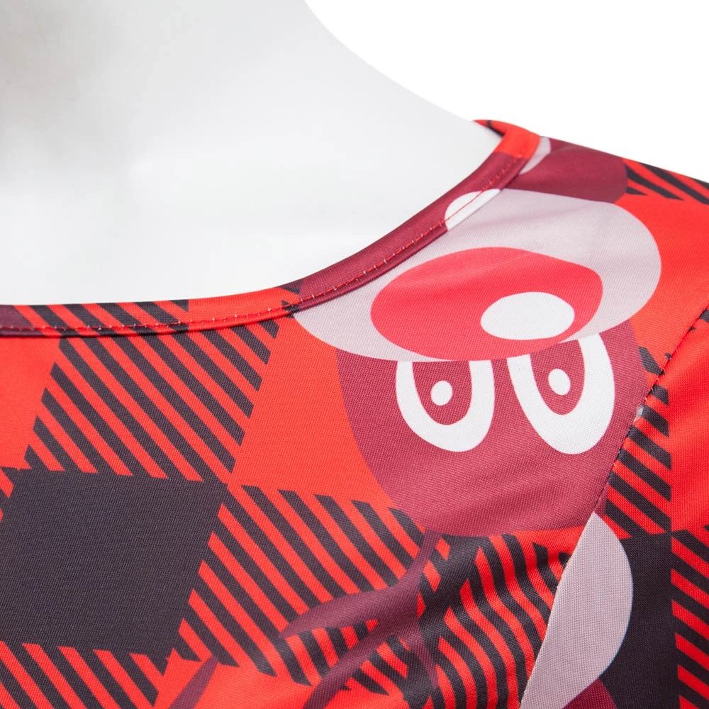 Трендовое рождественское платье трапециевидной формы с круглым воротником и