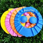 Регулируемая Водонепроницаемая безопасная детская шапочка для душа, детская шапочка с козырьком для купания, защитная шапочка для глаз, защитная шапочка для ванной из ПВХ с ушками для ребенка, младенца