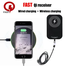 Qi Wireless Charger Receiver, Fast Wireless Charging Adapter with Magnetic USB Cable , Qi Receiver for iPhone /Type C/Android