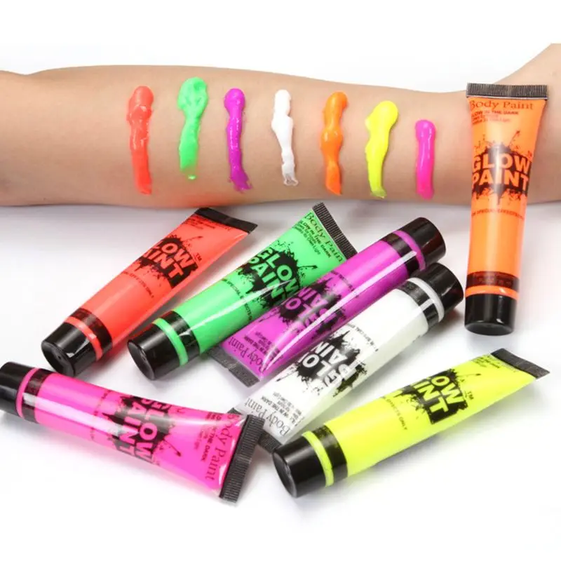

N80C 6pcs UV Glowing Up Washable Fluorescence Blacklight Makeups Paint Pigments for Children Adult Party Stage Performance