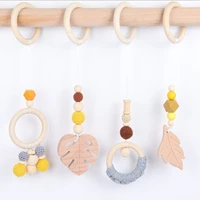 4pcsset baby nordic gym frame hanging pendants wooden ring teether molar nursing toys infant room decoration gift