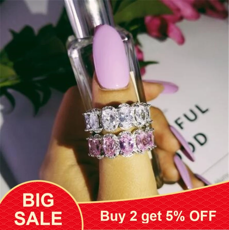 Роскошное кольцо из стерлингового серебра 925 пробы с цирконием в форме багета для