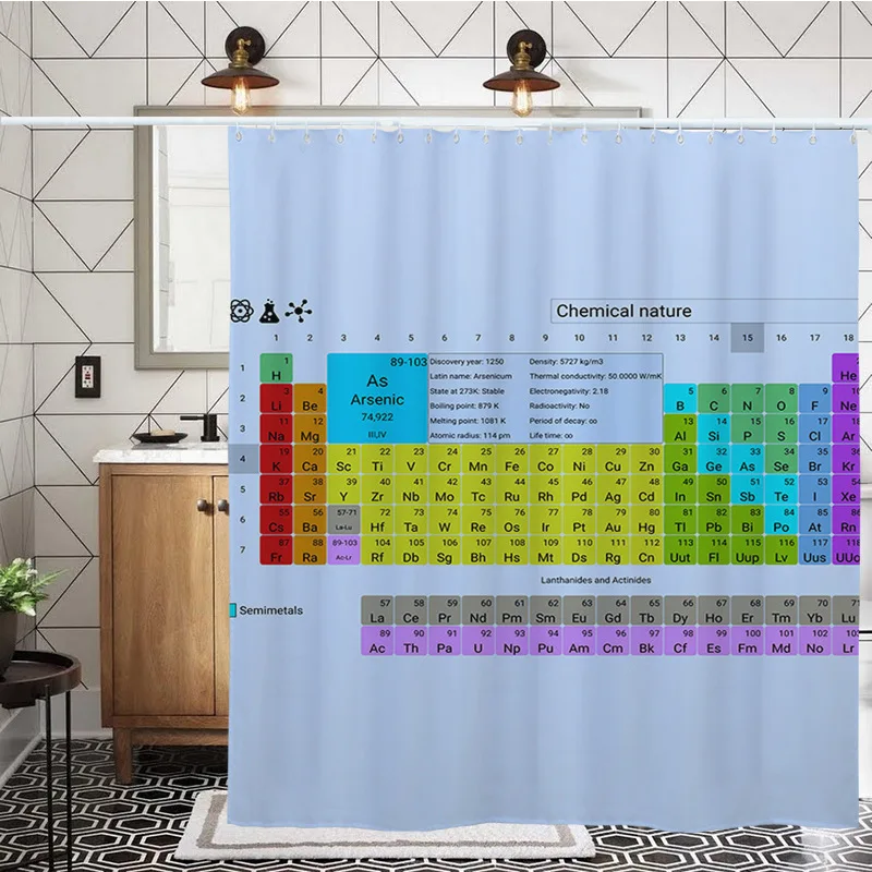 2021 детская занавеска для душа ванной комнаты Mendeleev периодические элементы 3D