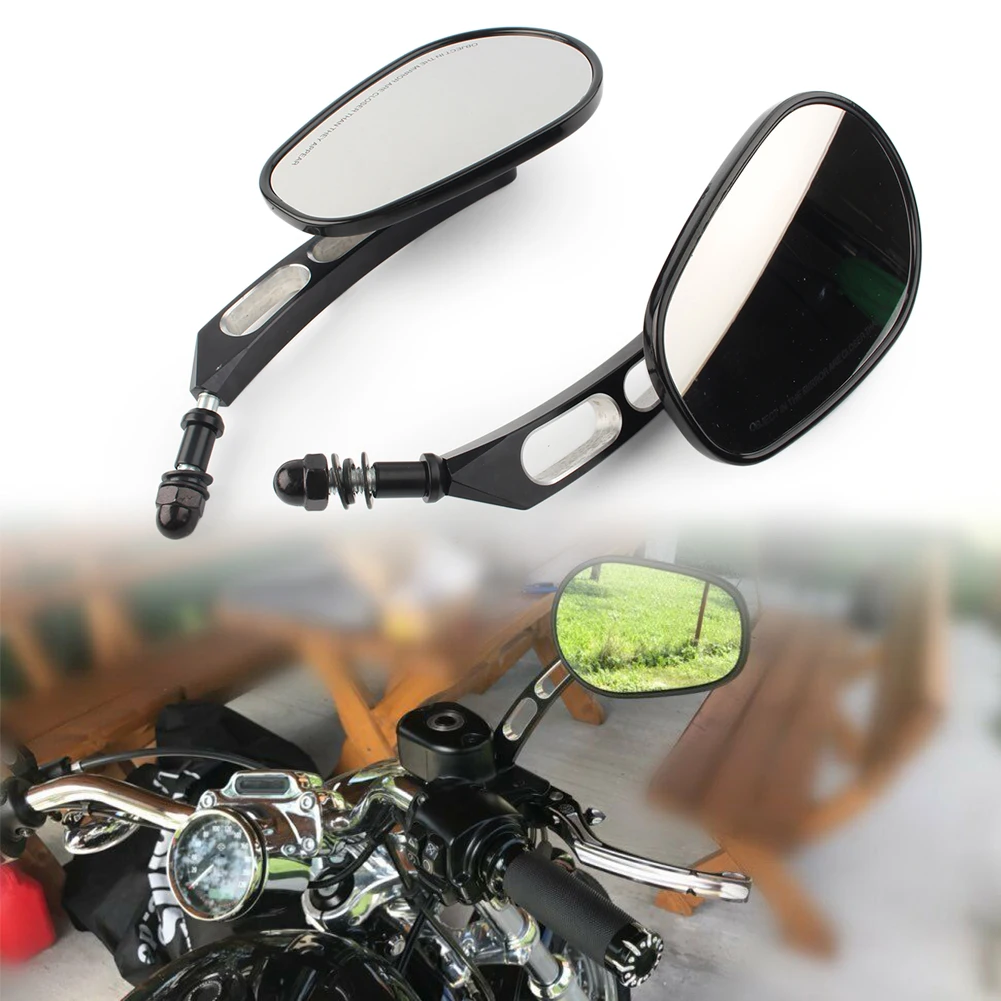 

Gloss Black Motorcycle Side Mirror Edge Cut Rearview Mirrors For Haley Sportster 883 XL1200 Softail Touring Dyna 2Pcs