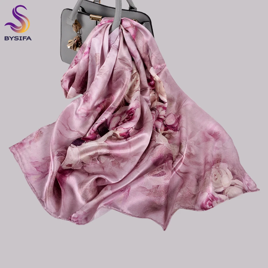 

[BYSIFA] New Coffee Women Pure Silk Scarves Shawls Fashion Chinese Peony Elegant Long Scarves Winter LadiesWarm Neck Scarf Hijab