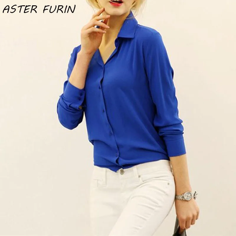 casual loose shirts oversized Women's chiffon Blouses Spring Summer Long sleeve Tops Blusas Mujer