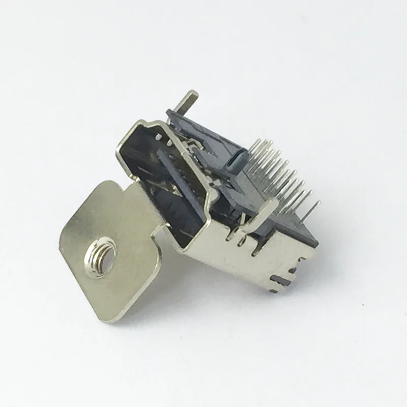 10 шт./лот HDMI SMT 19 Pin гнездовой разъем 90 градусов с фиксирующим отверстием PCBA