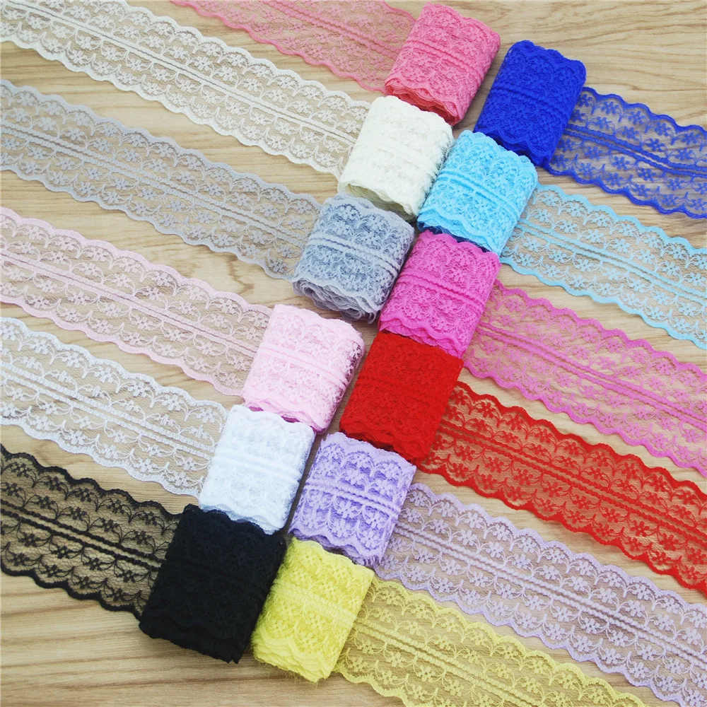 FASMILEY 45 мм кружевная отделка из полиэстера Grosgrain кружевная лента Цветочная отделка разноцветная лента 10 ярдов L133-2