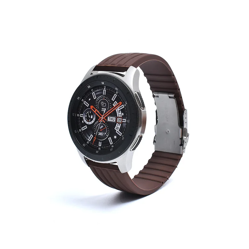 Silicone Watch Strap Replacement Rubber 18/20/22/24 mm Watch Band Stripe Pattern Bracelet Folding Stainless Steel Buckle Tool