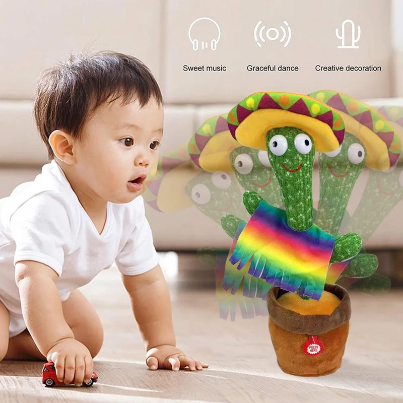 Funny Dancing Cactus Electron Plush talking cactus Songs And Luminous Plant Cactus Twist Dancing Toy Decor For Children Baby
