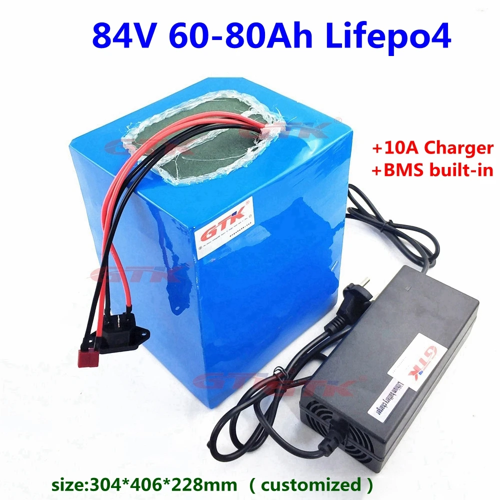 GTK индивидуальный LiFePO4 84V 60ah 70ah 80ah литиевый аккумулятор с BMS для ev car electric golf +