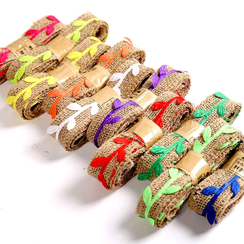 3 см/2 м имитация листьев Кружева хессиань пеньковая лента Плетение ручной работы