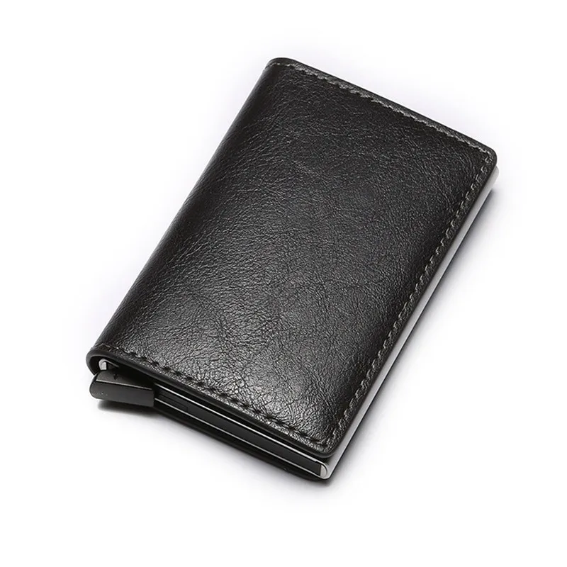Gray 9810 BISI GORO Мужской винтажный блокирующий Rfid кошелек из искусственной кожи Противоугонный кредитный держатель для карт унисекс информация о безопасности алюминиевый кошелек - Цвет: Gray 9810