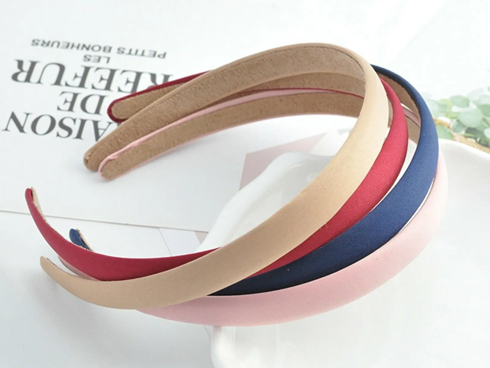 Атласная повязка на голову 2 шт. широкая 15 мм аксессуары для волос в Корейском