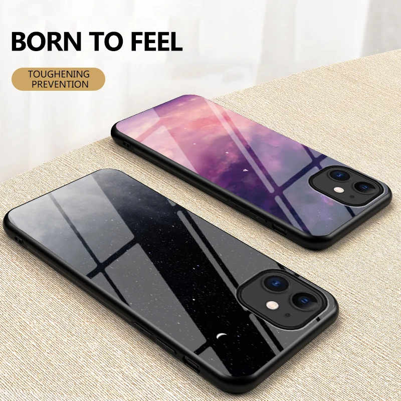 Чехол для iPhone 12 Pro Max роскошный чехол со звездным небом из закаленного стекла Mini