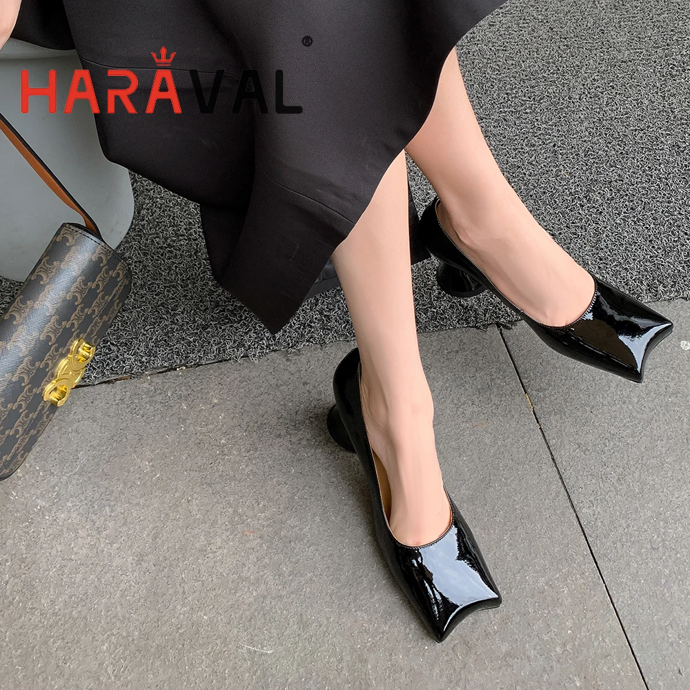 

Women Pumps Shoes High Heels Mary Janes Patent Leather Strange Style Office Lady Office Career Black Brown Shoes High Heel B349