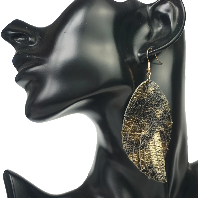 Cpop модные блестящие серьги из натуральной кожи Женская Природа блестящая