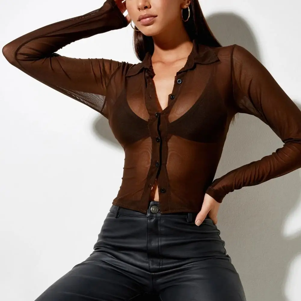 Женский сетчатый кроп топ на пуговицах сексуальная облегающая Клубная одежда y2k