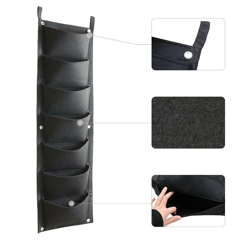 

7 Pocket Vertical Growing Planting Bag Wall Hanging Pocket Pot Garden Planter Planting Bag DNJ998
