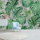 3D Настенные обои на заказ, современные тропические растения, зеленый лист, задний фон Фреска фотообои, домашний декор для гостиной, спальни