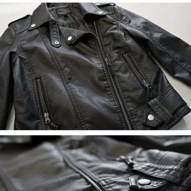 

Fashion Basic Zipper Moto Biker Jackets Autumn Classic Coat Plus Size Outerwear Ladies PU Faux Leather Jacket Women 2011121
