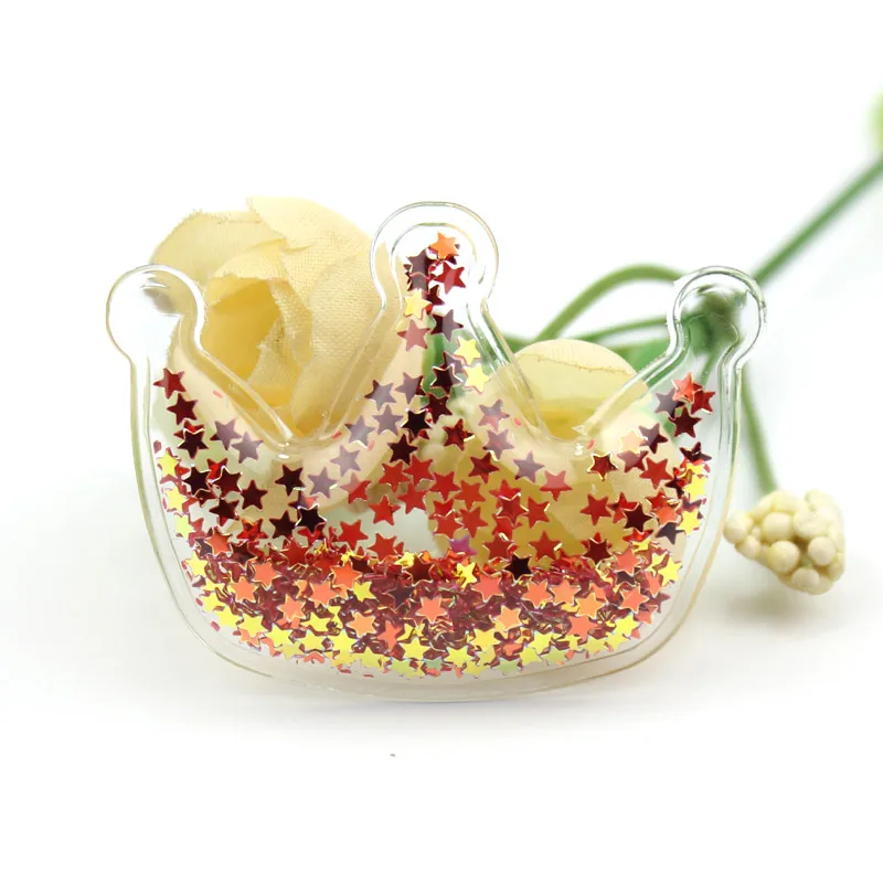 Crown-Red 10 шт. ПВХ Звезда Корона Микки Прозрачный Bling bling Сердце течет аппликации для детей BB клип и DIY головные уборы аксессуары - Цвет: Crown-Red