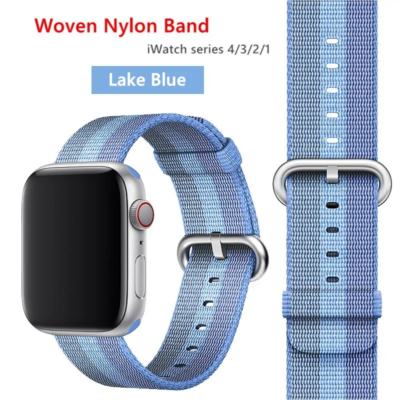lake blue Нейлоновый ремешок для apple watch band 42 мм 38 мм iWatch 4 Band 44 мм 40 мм браслет ремень Спортивная петля ремешок для apple watch 4 3 2 1 - Цвет ремешка: lake blue