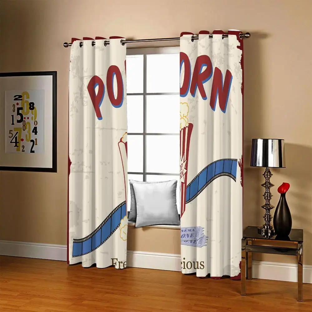 Занавески с 2 панелями в виде попкорна свежие вкусные тканевые занавески 3D