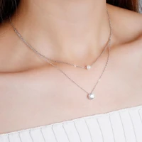 80 hot sales fashion women necklace shiny rhinestone faux pearl double layer choker chain necklace jewelry for gift