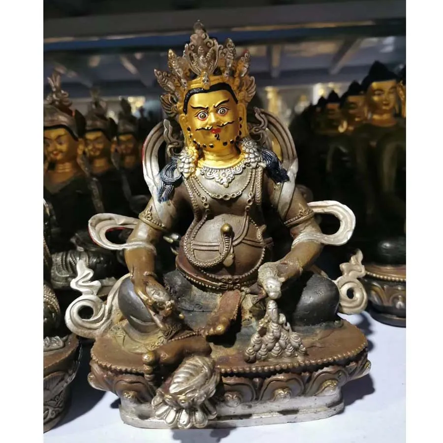Wholesale Buddhist supplie Tibet temple Buddhism HOME family God of wealth Yellow Jambhala CAI SHEN silvering Buddha statue | Дом и сад