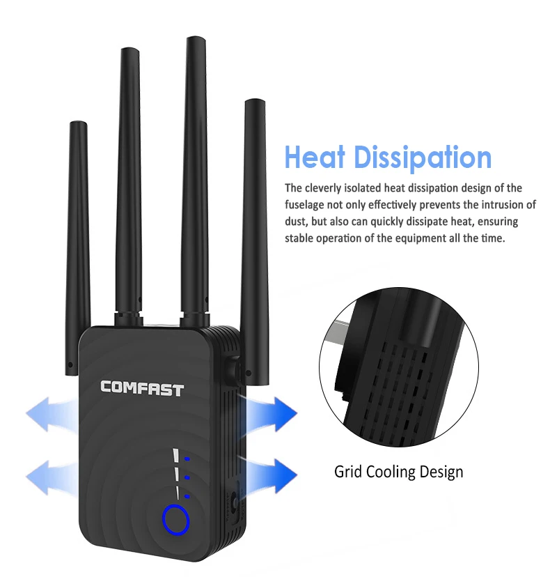 Повторитель Wi-fi Comfast 5 ГГц 1200 Мбит/с 4 антенны 2 дБи | Компьютеры и офис