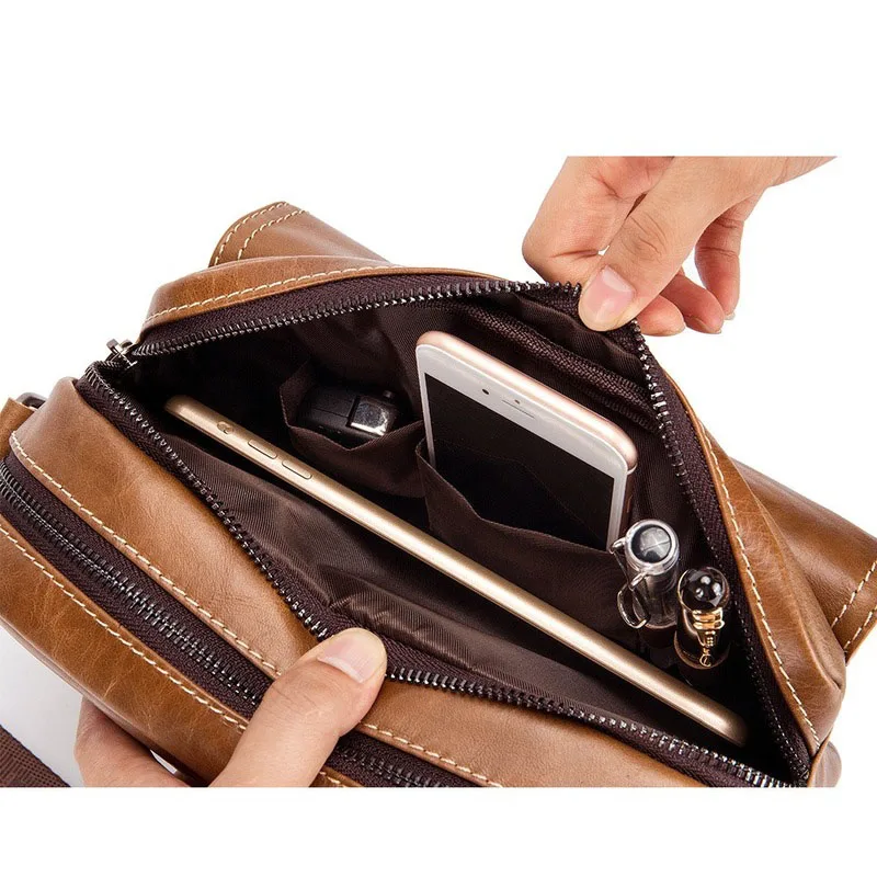 Мужская кожаная сумка через плечо Повседневная Деловая деловая с квадратным