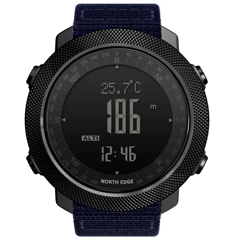 Nylon Blue North Edge мужские часы спортивные военные цифровые часы барометр альтиметр часы мужские компас водонепроницаемые часы спортивные цифровые часы - Цвет: Nylon Blue