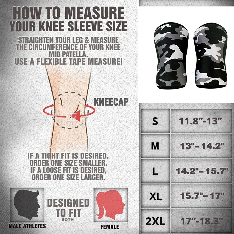 

Professional 7mm Neoprene Camouflage Weightlifting Knee Pads Compression Squat Gym Training Knee Supports Protector Kneepads