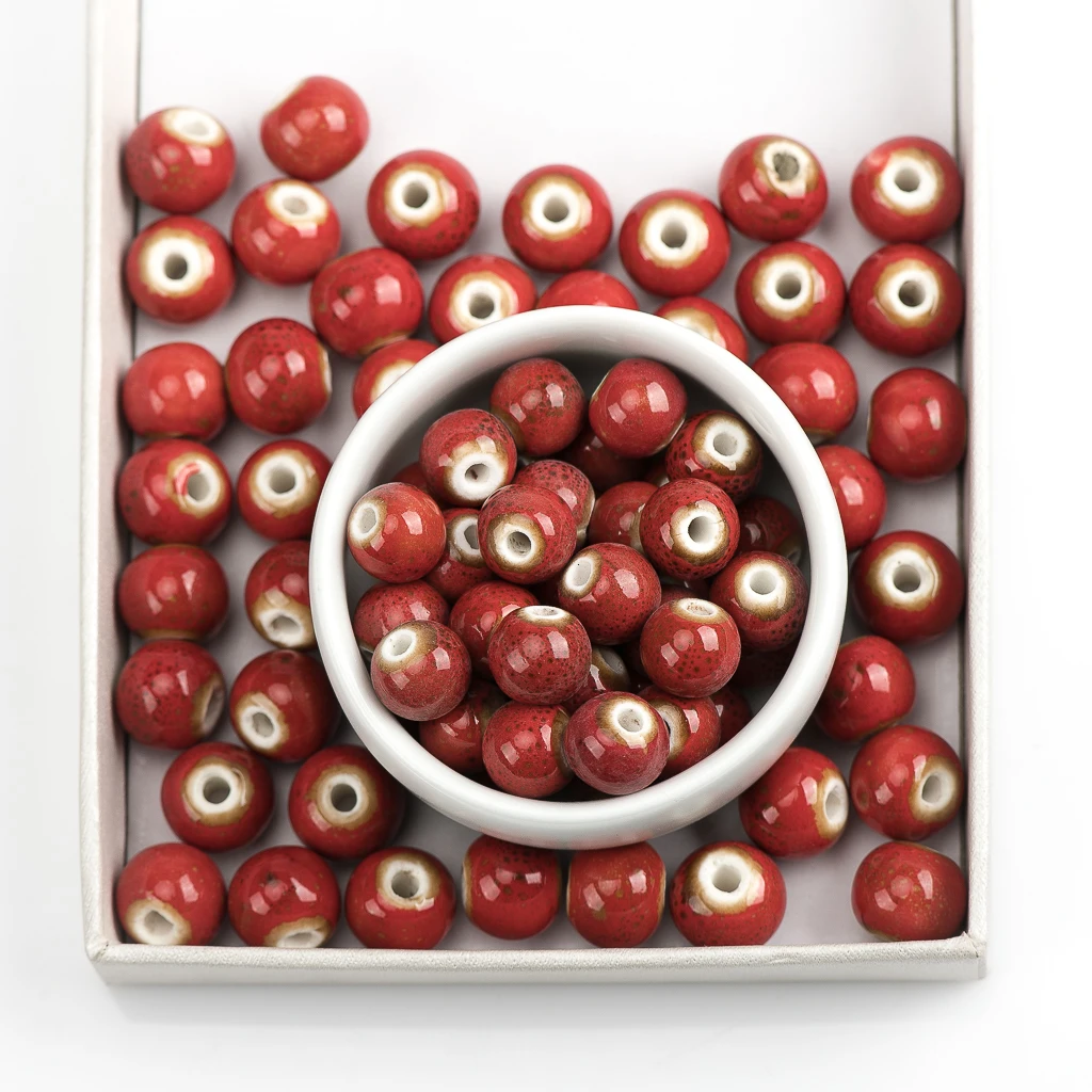 10#12# 40pcs Круглые керамические бусины ручной работы из фарфора с отверстием для изготовления ювелирных изделий 10мм 12мм #A311B.