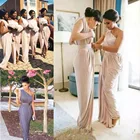 Новое летнее платье, платье подружки невесты, платья-футляр со складками на одно плечо богемное размера плюс свадебное платье 2021 в африканском стиле Дешевые фрейлина