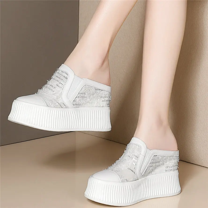 

Fashion Sneakers Women Genuine Leather Wedges High Heel Gladiator Sandals Female Low Top Punk Platform Pumps Shoes Casual Shoes